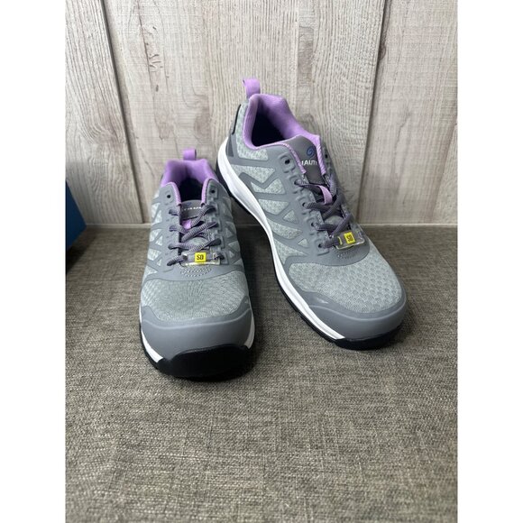 Nautilus Shoes - Nautilus Womens Size 9.5 B Gray & Lavender Athletic Work Shoes With Safety Toe